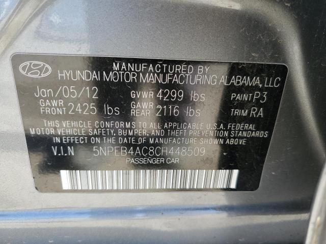 5NPEB4AC8CH448509 - 2012 HYUNDAI SONATA GLS GRAY photo 13