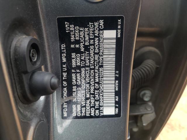 SHHFK7G42JU210235 - 2018 HONDA CIVIC SPORT 灰色 照片 13