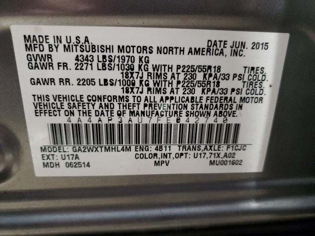 4A4AP3AU7FE042740 - 2015 MITSUBISHI OUTLANDER ES 灰色 照片 13