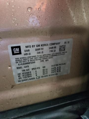 KL4CJGSM9KB752946 - 2019 BUICK ENCORE ESSENCE TAN photo 12