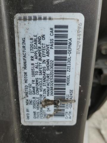 1NXBR32E53Z013022 - 2003 TOYOTA COROLLA CE GRAY photo 12