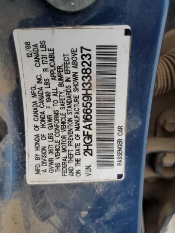 2HGFA16659H338237 - 2009 HONDA CIVIC LX-S Mavi foto 12