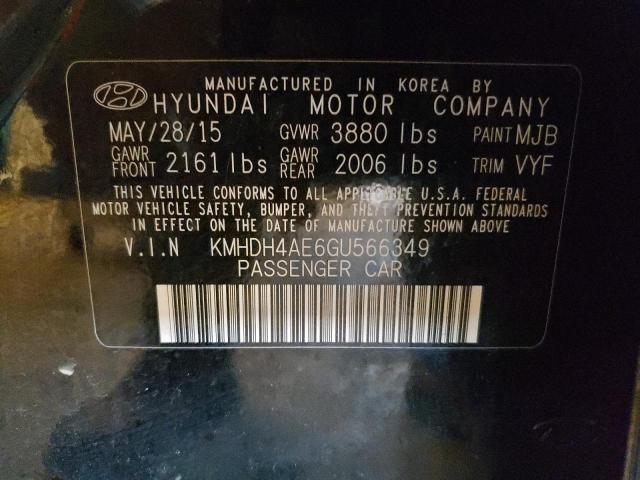 KMHDH4AE6GU566349 - 2016 HYUNDAI ELANTRA SE BLACK photo 12