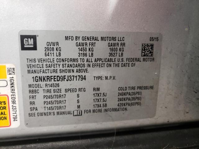 1GNKRFED9FJ371794 - 2015 CHEVROLET TRAVERSE LS SILVER photo 13