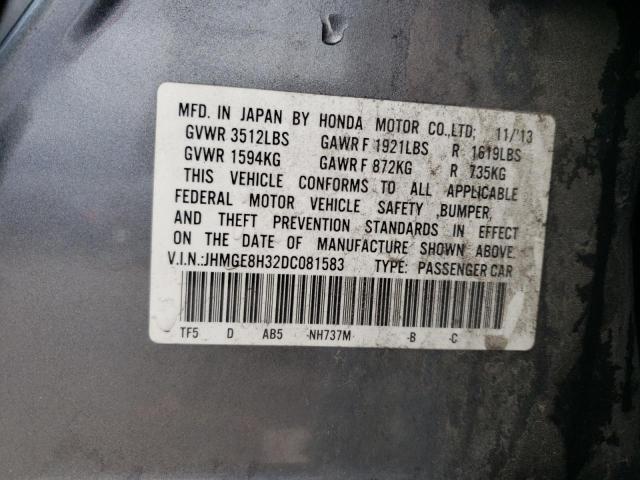 JHMGE8H32DC081583 - 2013 HONDA FIT GRAY photo 13