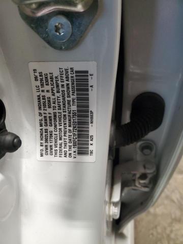 19XFC1F72KE017551 - 2019 HONDA CIVIC EXL Ağ foto 12