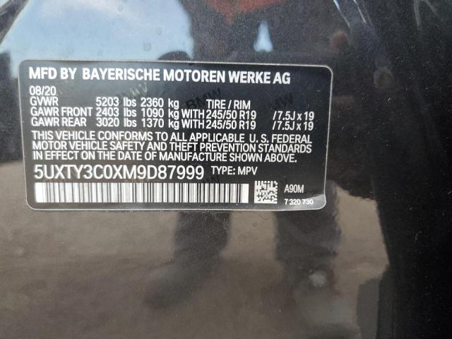 5UXTY3C0XM9D87999 - 2021 BMW X3 SDRIVE30I BLACK photo 13