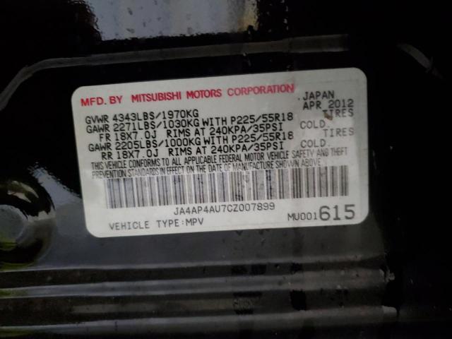 JA4AP4AU7CZ007899 - 2012 MITSUBISHI OUTLANDER SE BLACK photo 13