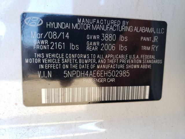 5NPDH4AE6EH502985 - 2014 HYUNDAI ELANTRA SE WHITE photo 12