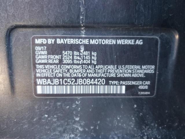 WBAJB1C52JB084420 - 2018 BMW 530XE BLACK photo 12