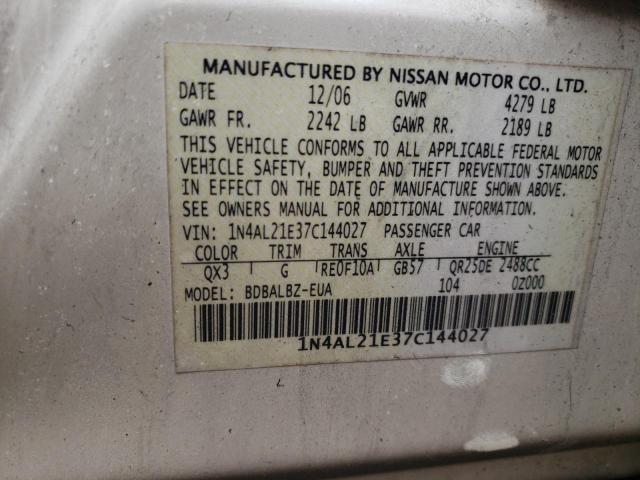 1N4AL21E37C144027 - 2007 NISSAN ALTIMA 2.5 BURN photo 12