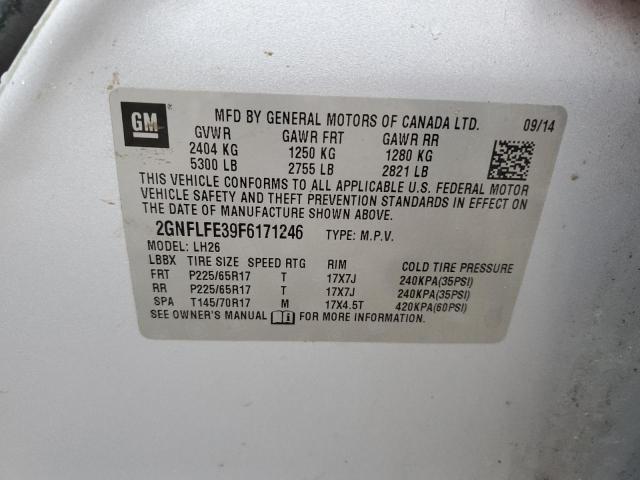 2GNFLFE39F6171246 - 2015 CHEVROLET EQUINOX LT SILVER photo 12