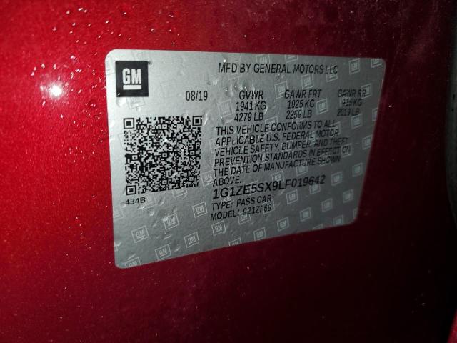 1G1ZE5SX9LF019642 - 2020 CHEVROLET MALIBU PREMIER BURGUNDY photo 13