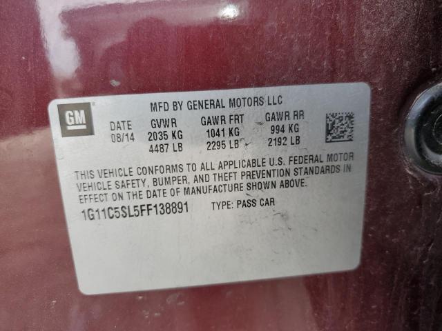 1G11C5SL5FF138891 - 2015 CHEVROLET MALIBU 1LT 勃艮第红 照片 12