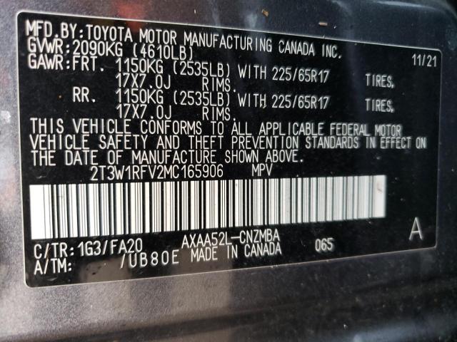 2T3W1RFV2MC165906 - 2021 TOYOTA RAV4 XLE GRAY photo 14