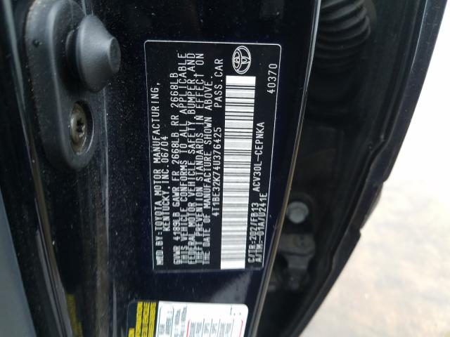 4T1BE32K74U376425 - 2004 TOYOTA CAMRY LE  photo 10