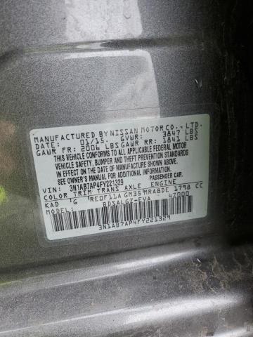 3N1AB7AP4FY221329 - 2015 NISSAN SENTRA S GRAY photo 12