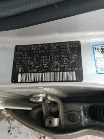 KM8JM12BX5U069948 - 2005 HYUNDAI TUCSON GL SILVER photo 14