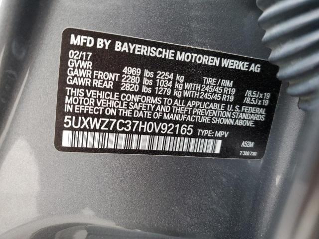 5UXWZ7C37H0V92165 - 2017 BMW X3 SDRIVE28I GRAY photo 12