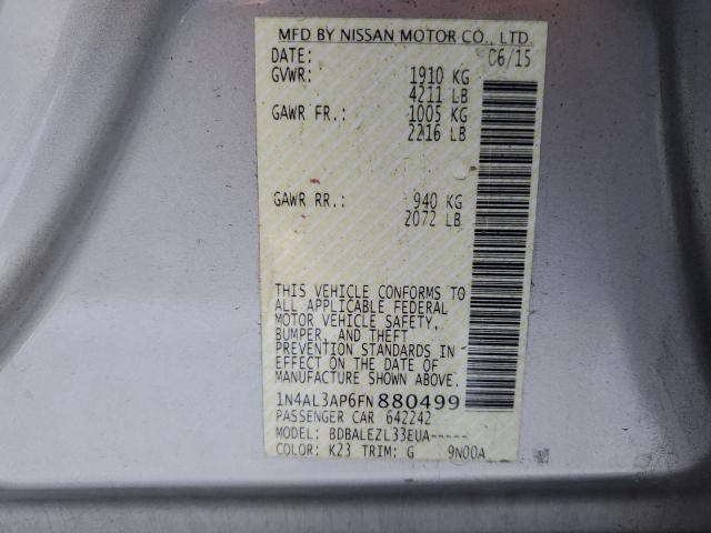 1N4AL3AP6FN880499 - 2015 NISSAN ALTIMA 2.5 SILVER photo 13