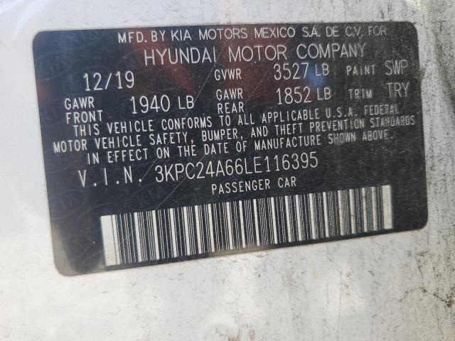 3KPC24A66LE116395 - 2020 HYUNDAI ACCENT SE WHITE photo 13