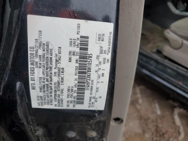 1FAHP33N78W105785 - 2008 FORD FOCUS SE BLACK photo 13