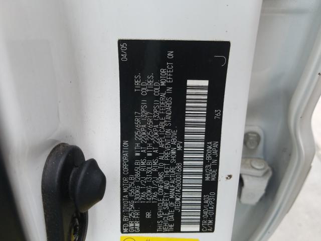 JTEDW21A260001688 - 2006 TOYOTA HIGHLANDER HYBRID  photo 10