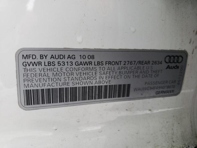 WAUWG94F49N018670 - 2009 AUDI A6 PRESTIGE თეთრი ფოტო 12
