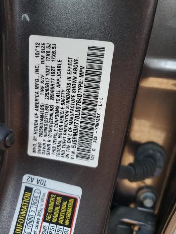 5J6RM3H77DL007640 - 2013 HONDA CR-V EXL GRAY photo 12