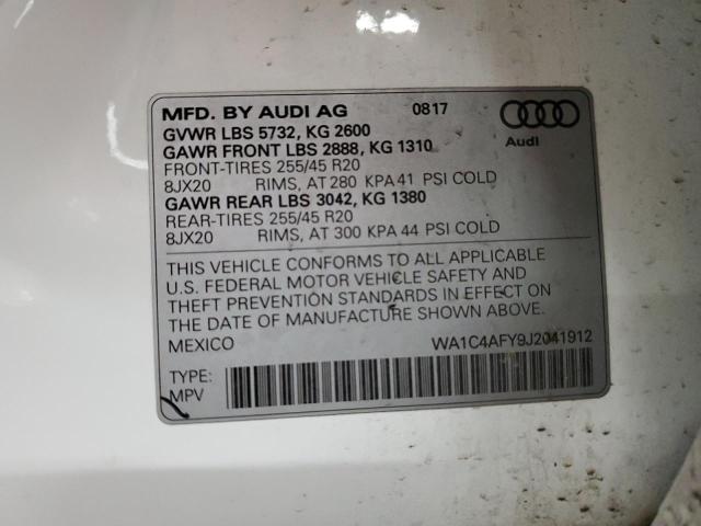 WA1C4AFY9J2041912 - 2018 AUDI SQ5 PRESTIGE WHITE photo 14