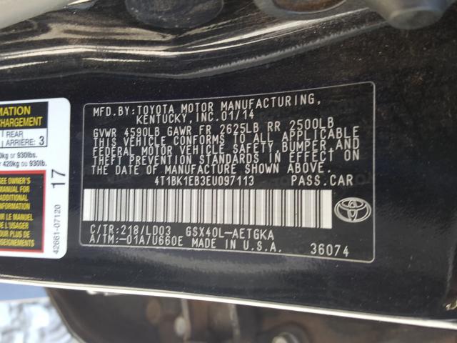 4T1BK1EB3EU097113 - 2014 TOYOTA AVALON BASE  photo 10