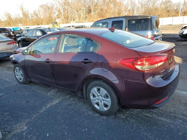 3KPFK4A73HE050224 - 2017 KIA FORTE LX MAROON photo 2