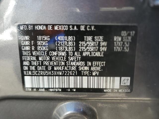 3CZRU5H3XHM722621 - 2017 HONDA HR-V LX GRAY photo 14