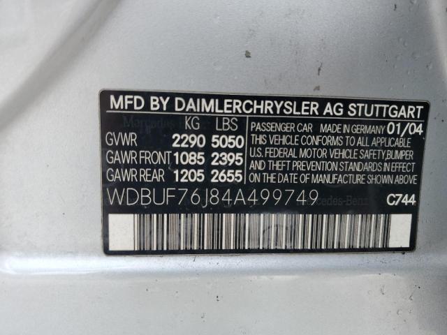 WDBUF76J84A499749 - 2004 MERCEDES-BENZ E 55 AMG SILVER photo 13