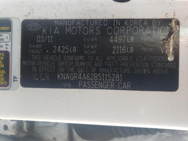 KNAGR4A62B5115281 - 2011 KIA OPTIMA SX WHITE photo 13