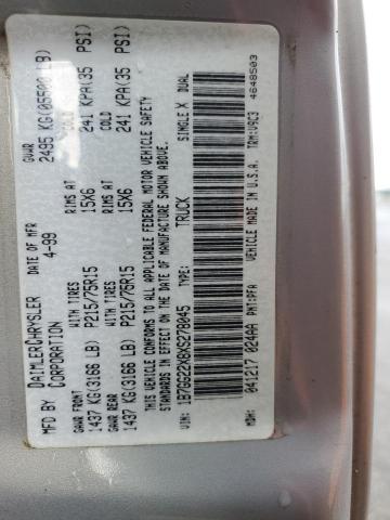 1B7GG22X8XS278045 - 1999 DODGE DAKOTA GRAY photo 12