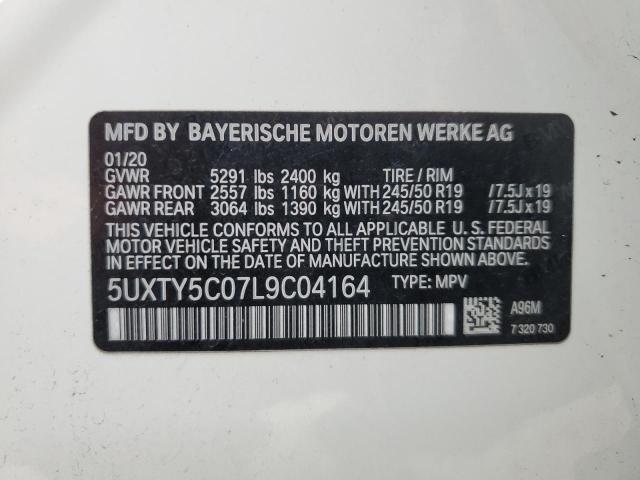 5UXTY5C07L9C04164 - 2020 BMW X3 XDRIVE30I WHITE photo 13