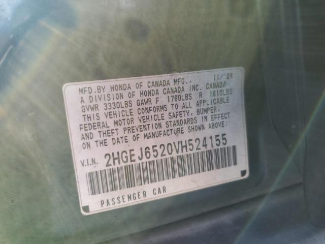 2HGEJ6520VH524155 - 1997 HONDA CIVIC DX GREEN photo 12