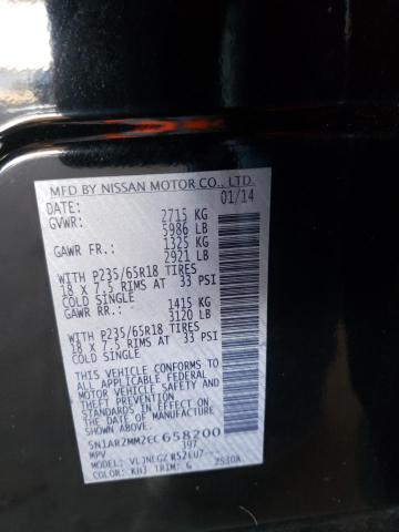 5N1AR2MM2EC658200 - 2014 NISSAN PATHFINDER S BLACK photo 13