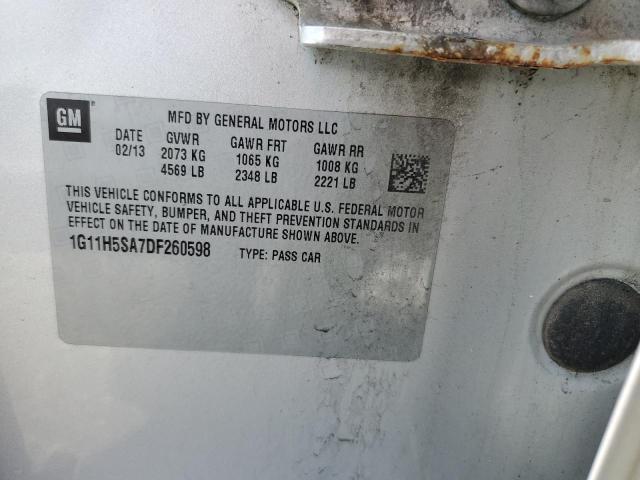 1G11H5SA7DF260598 - 2013 CHEVROLET MALIBU LTZ ვერცხლისფერი ფოტო 12