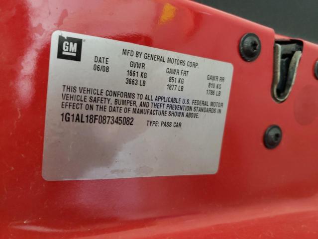 1G1AL18F087345082 - 2008 CHEVROLET COBALT LT RED photo 12