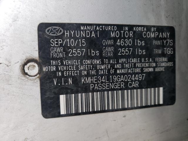 KMHE34L19GA024497 - 2016 HYUNDAI SONATA HYBRID SILVER photo 12