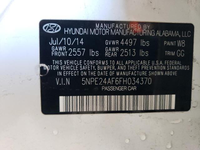 5NPE24AF6FH034370 - 2015 HYUNDAI SONATA SE WHITE photo 12