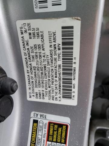 2HKRM4H38DH677386 - 2013 HONDA CR-V LX SILVER photo 13