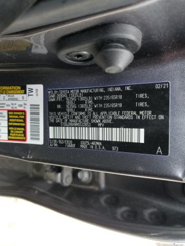 5TDGZRBH9MS532653 - 2021 TOYOTA HIGHLANDER XLE GRAY photo 12