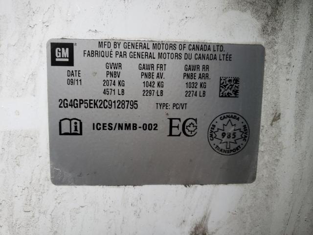 2G4GP5EK2C9128795 - 2012 BUICK REGAL 白色 照片 12