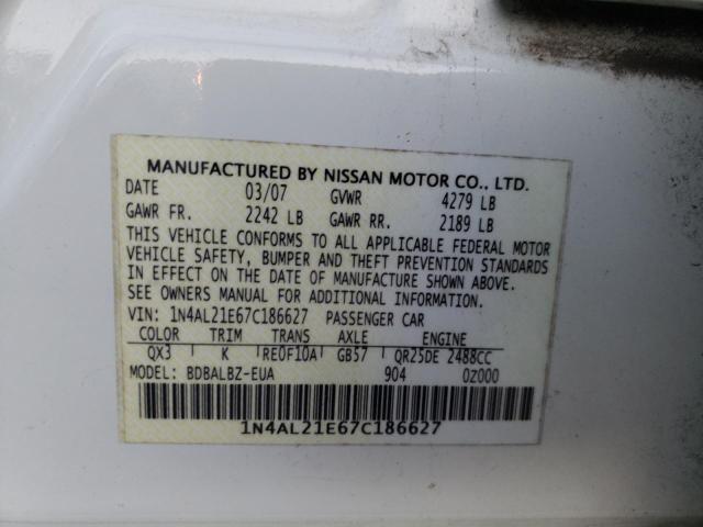 1N4AL21E67C186627 - 2007 NISSAN ALTIMA 2.5 WHITE photo 12