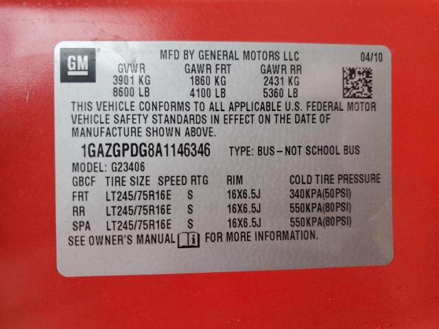 1GAZGPDG8A1146346 - 2010 CHEVROLET EXPRESS G2 LS RED photo 14