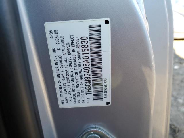 1HGCM82405A015830 - 2005 HONDA ACCORD SE SILVER photo 12