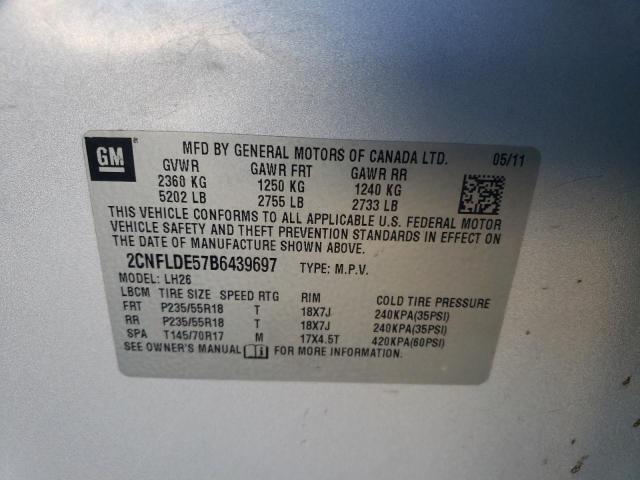 2CNFLDE57B6439697 - 2011 CHEVROLET EQUINOX LT SILVER photo 12